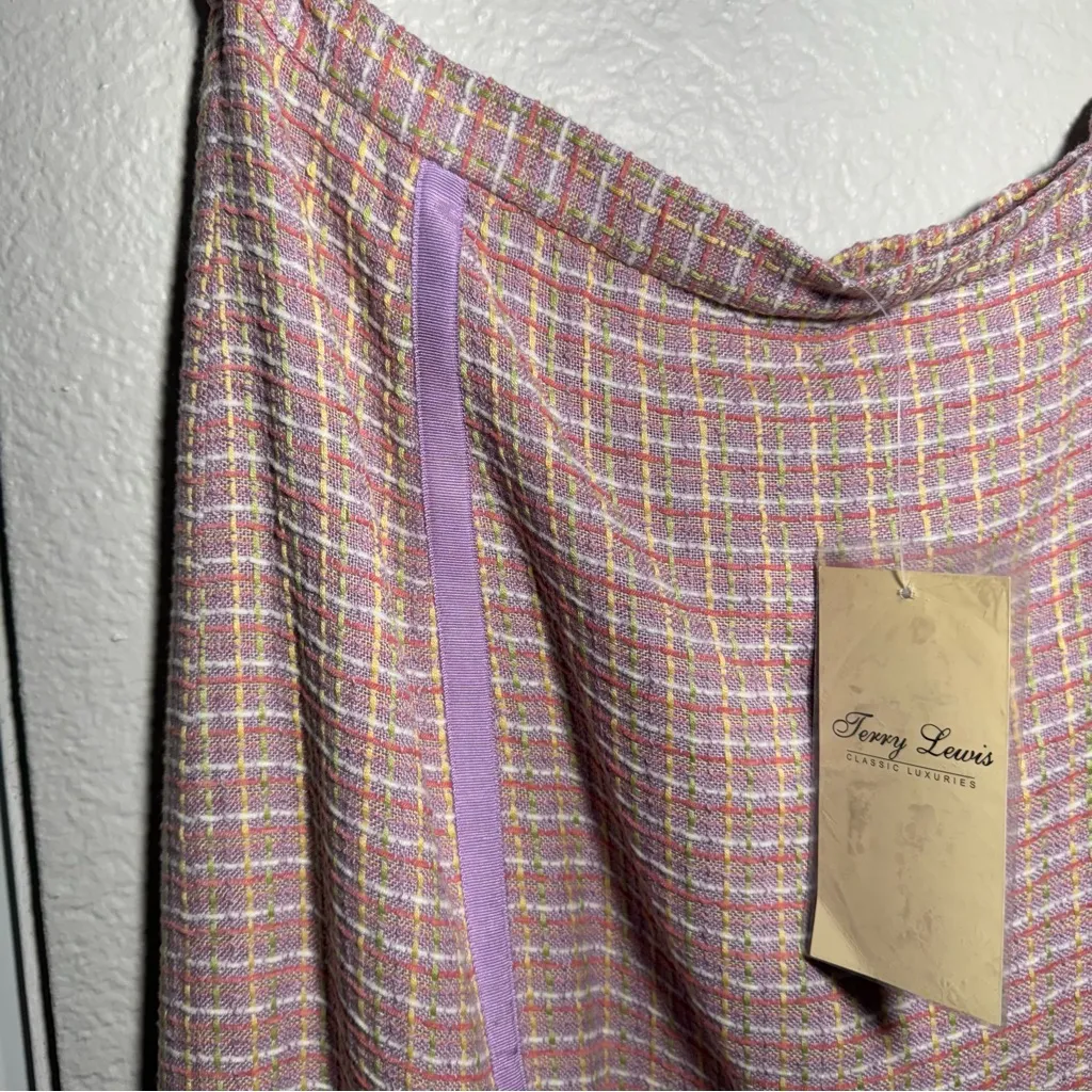 VINTAGE NWT Terry Lewis • Tweed Midi Skirt • Medium • Business • Office Attire Purple - Image 2