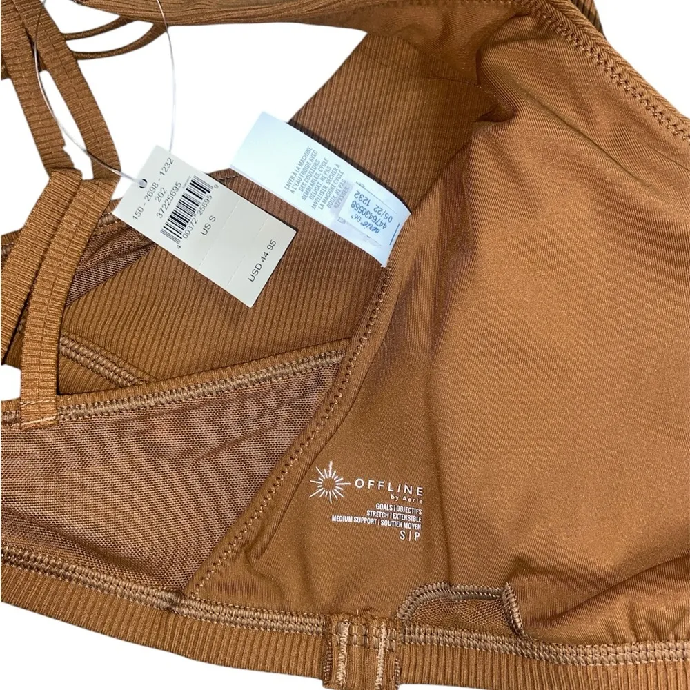 NWT Offline By Aerie Brown Ribbed Bra Size Small - Image 2