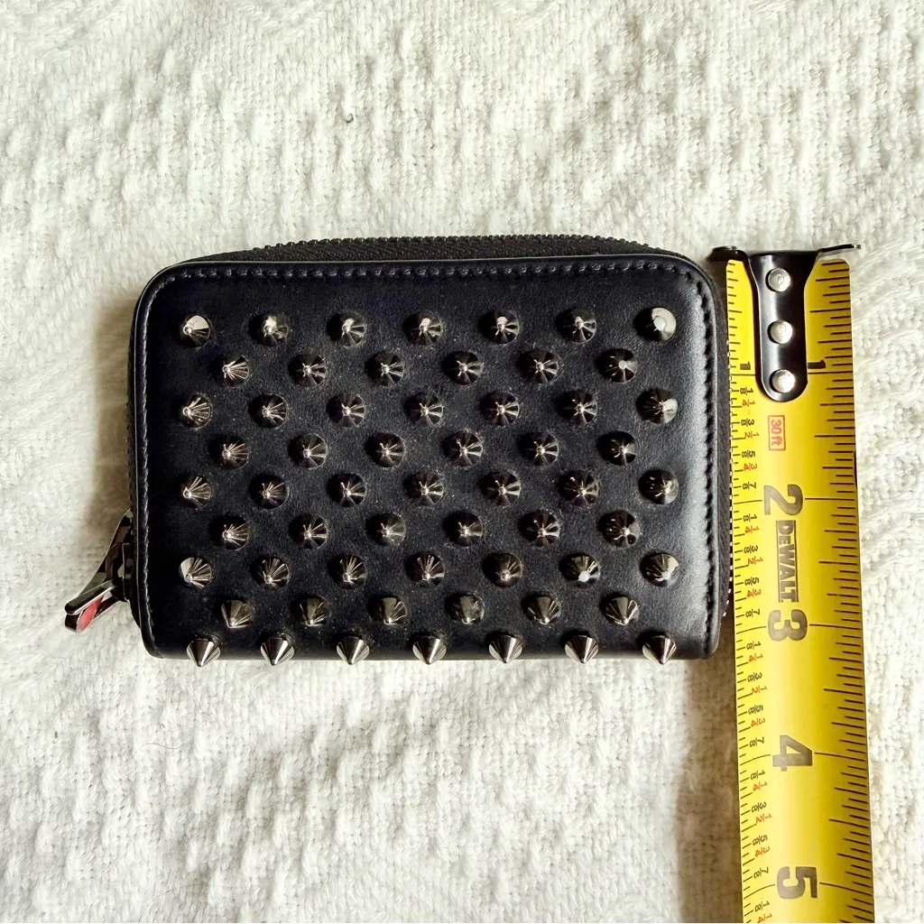 Christian Louboutin Black Spike Leather Panettone Card Holder / Coin Purse, VGUC - Image 12
