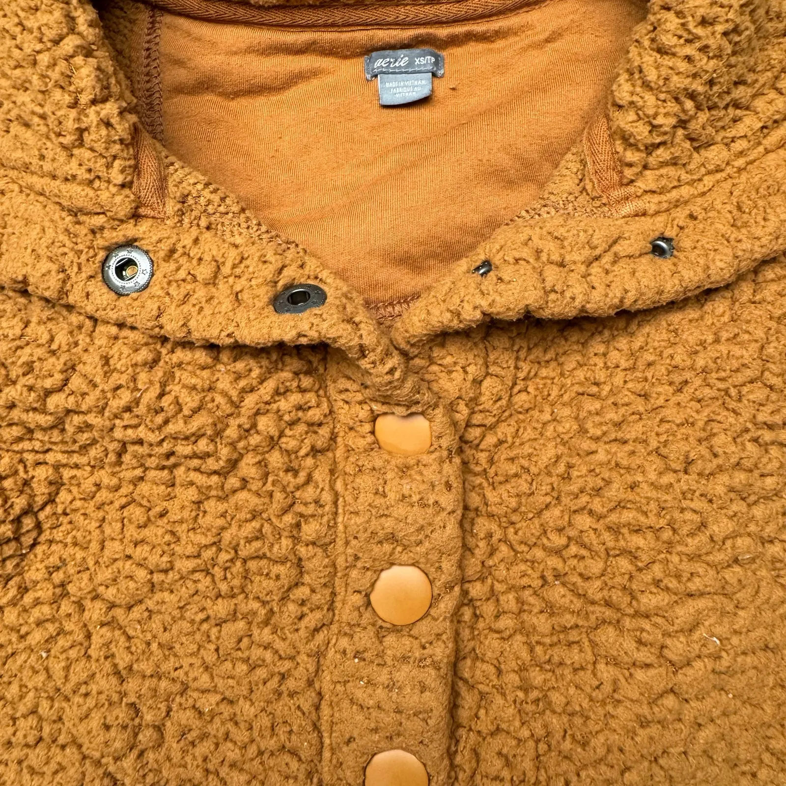 Aerie  pullover‎ wooly quarter snap up button orange size XS - Image 2