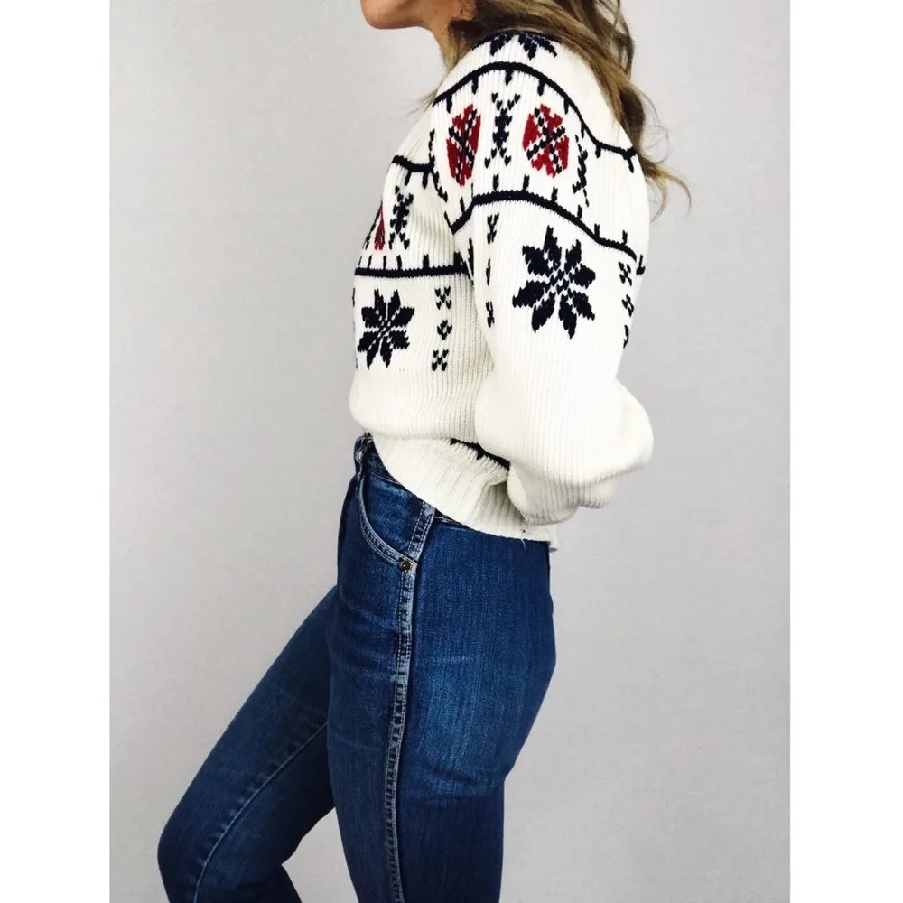 Vintage Fair Isle Crewneck Sweater | Size M White Size M - Image 6