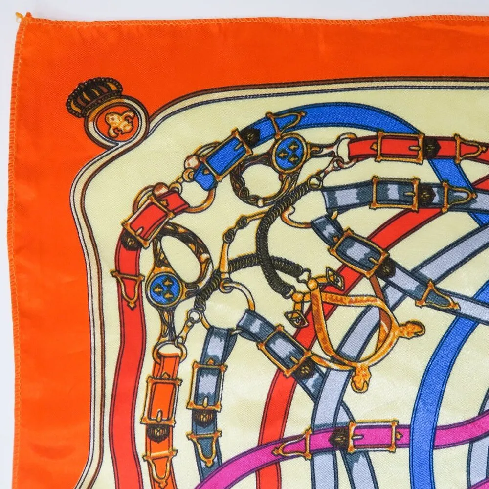 Vintage Equestrian Cavalcadour Square Scarf Wraps Orange - Image 2