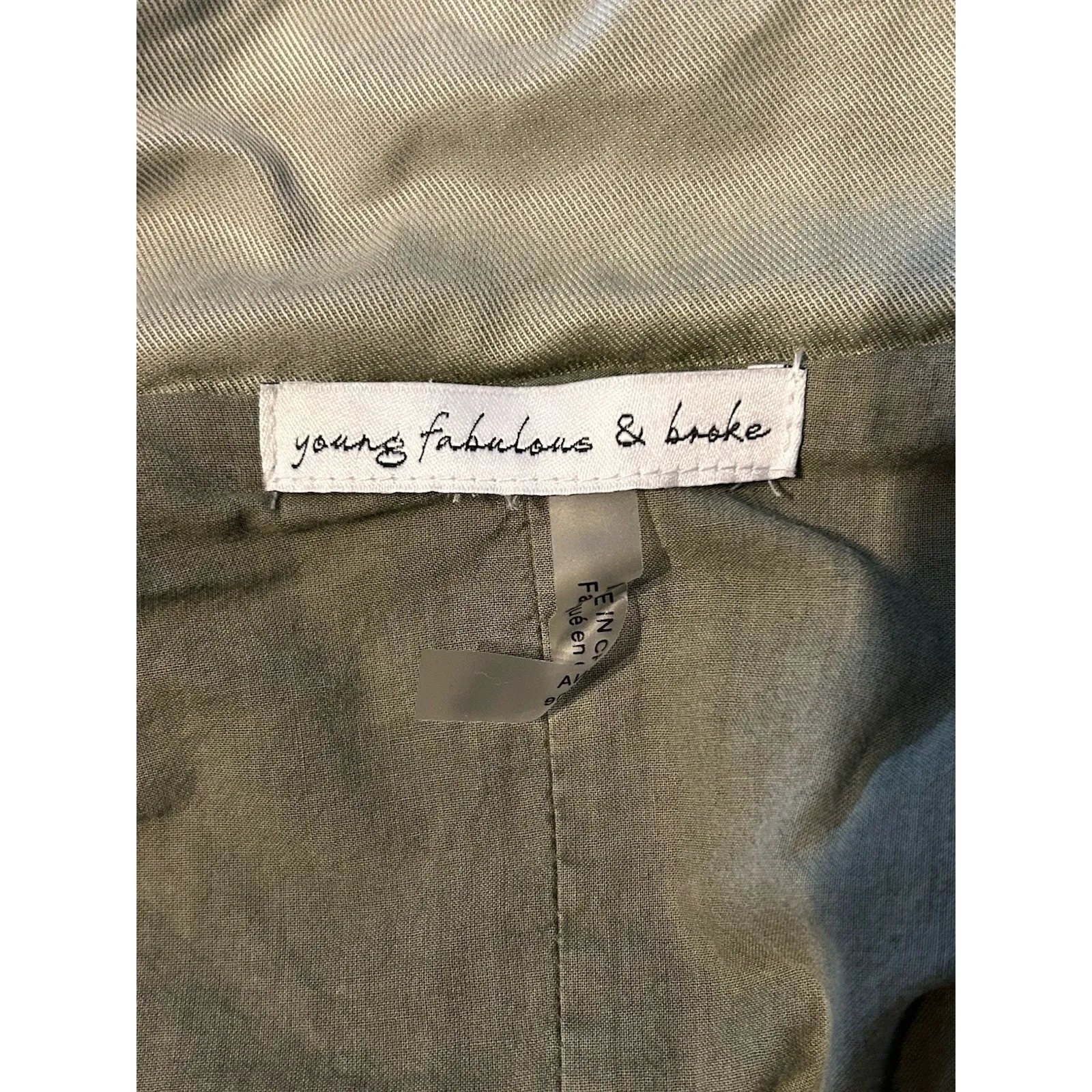 YOUNG FABULOUS & BROKE TENCEL "CLARA" SAGE GREEN UTILITY JACKET SIZE SMALL - Image 7