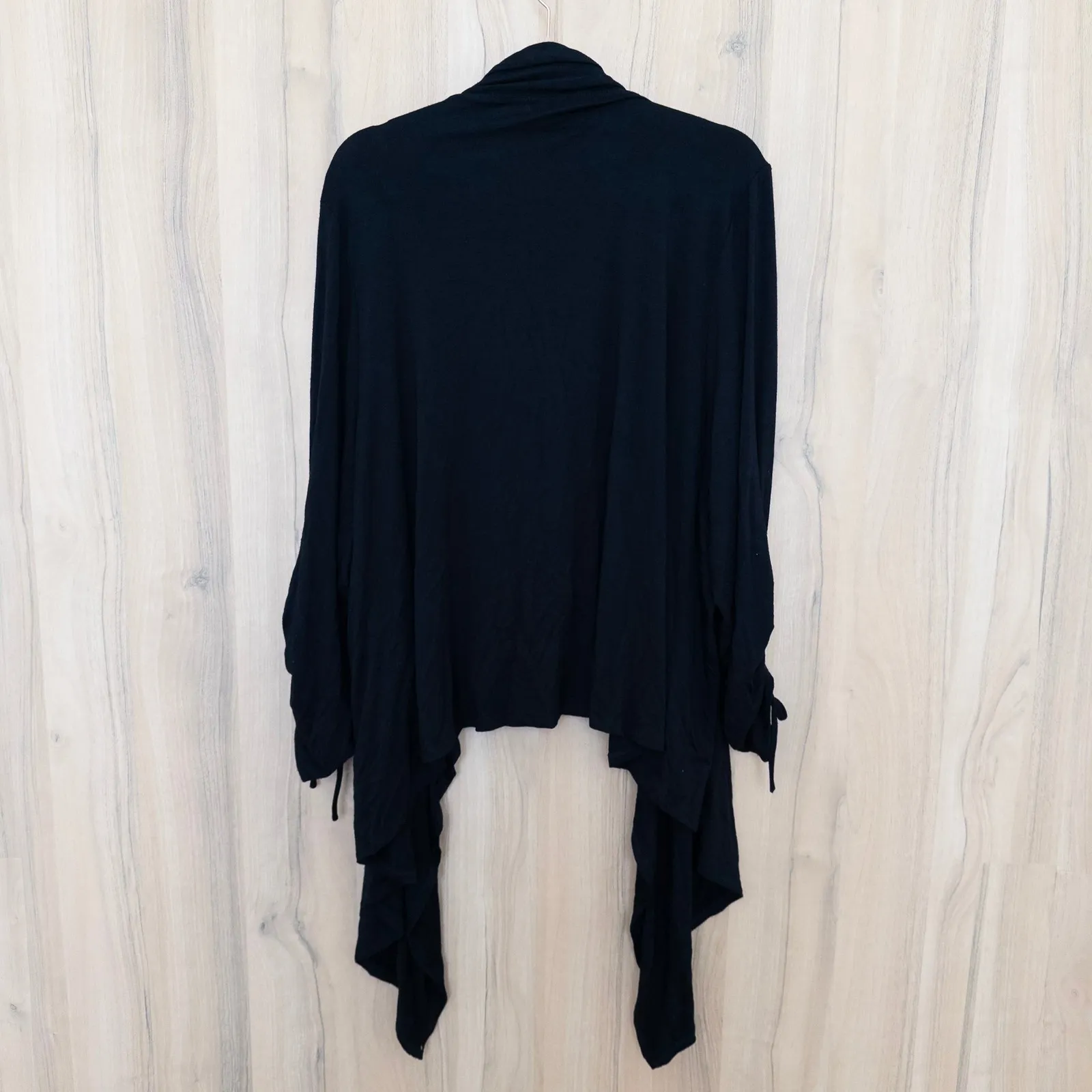 Karen Kane Womens Drape Front Cardigan Sweater Size 3X Black Ruched Minimal Chic - Image 6