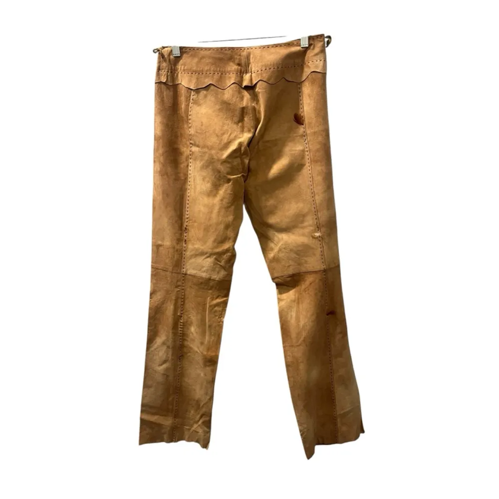 Rizal Vintage NWOT Leather Feathers Made In France Pants Women's Size 40 Medium Brown - Image 7