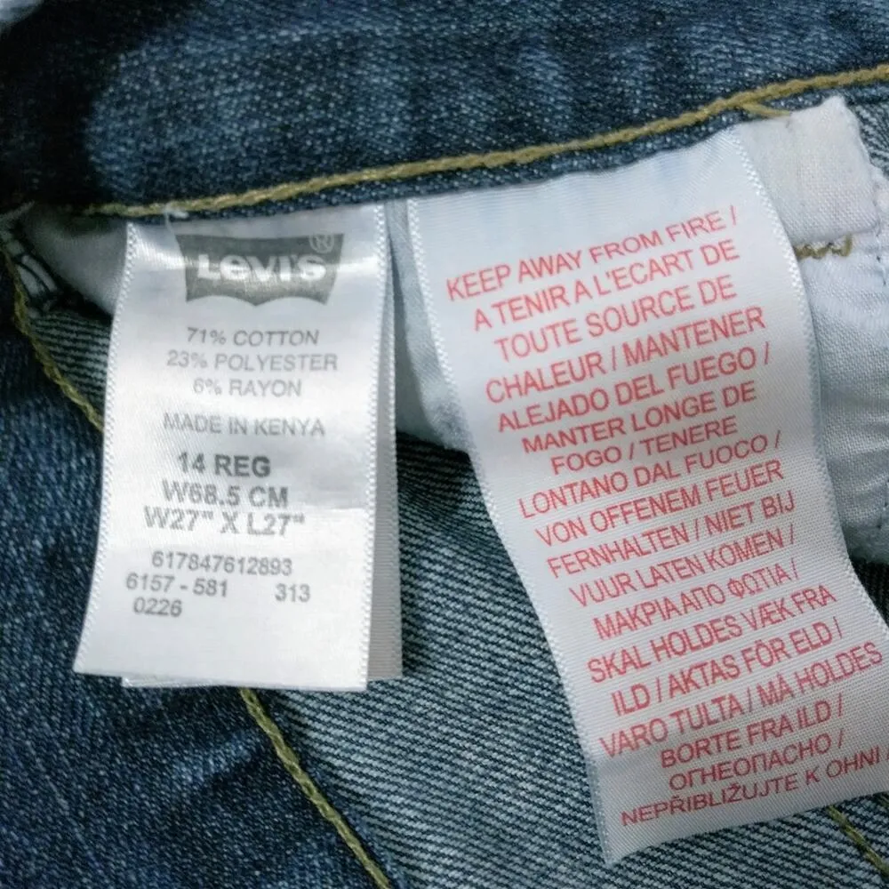 Levis Dark Wash Raw Hem Cut Off Festival Casual Shorts Size 14 - Image 3