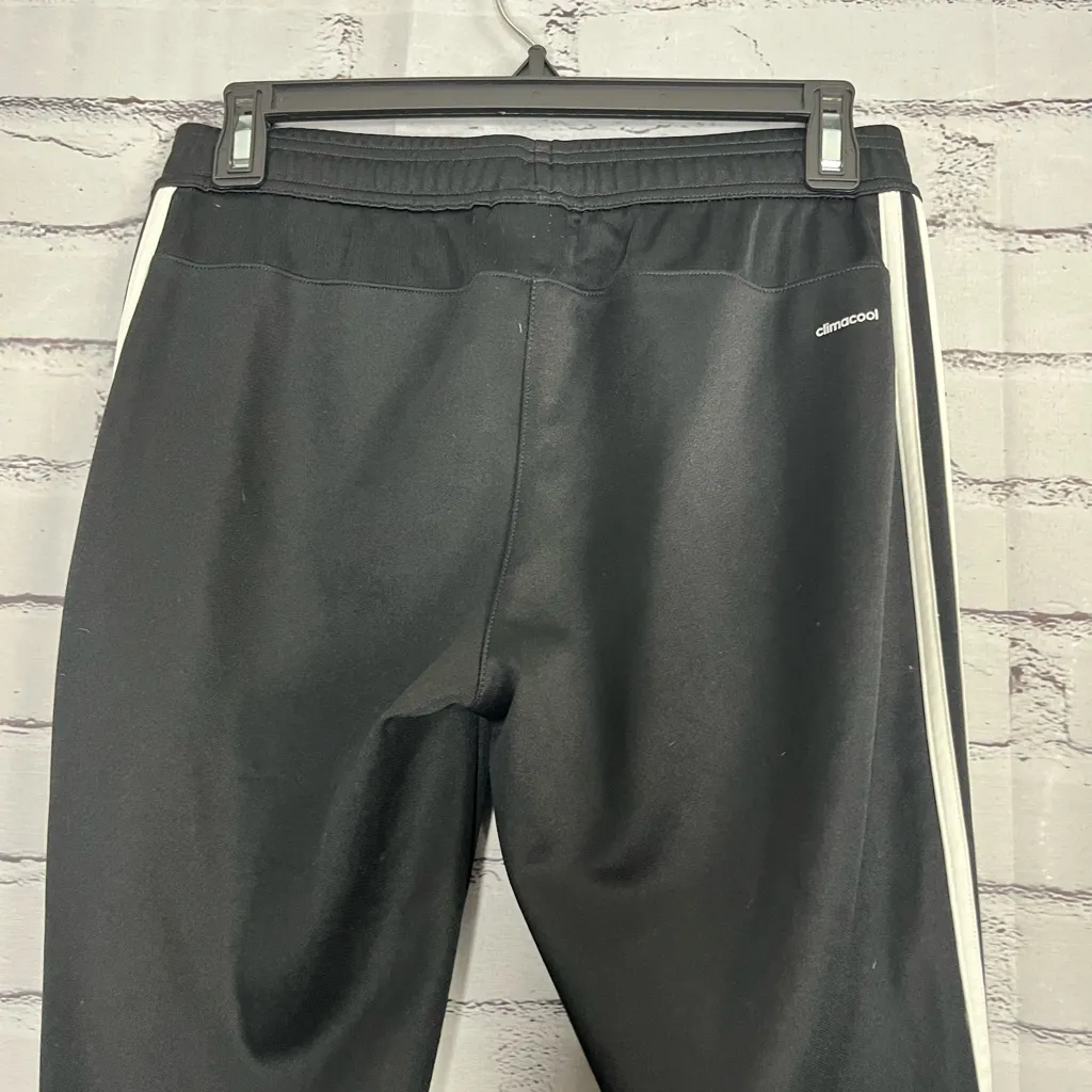 Adidas Black and White Track Pants with Tapered Fit Joggers SZ S Y2K Classic - Image 9