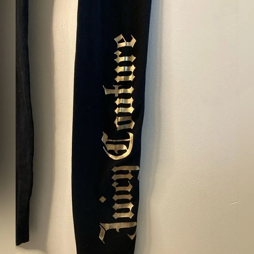 Juicy Couture Gold Shiny Glitter Stretch Sporty Athletic Yoga Workout - Image 2