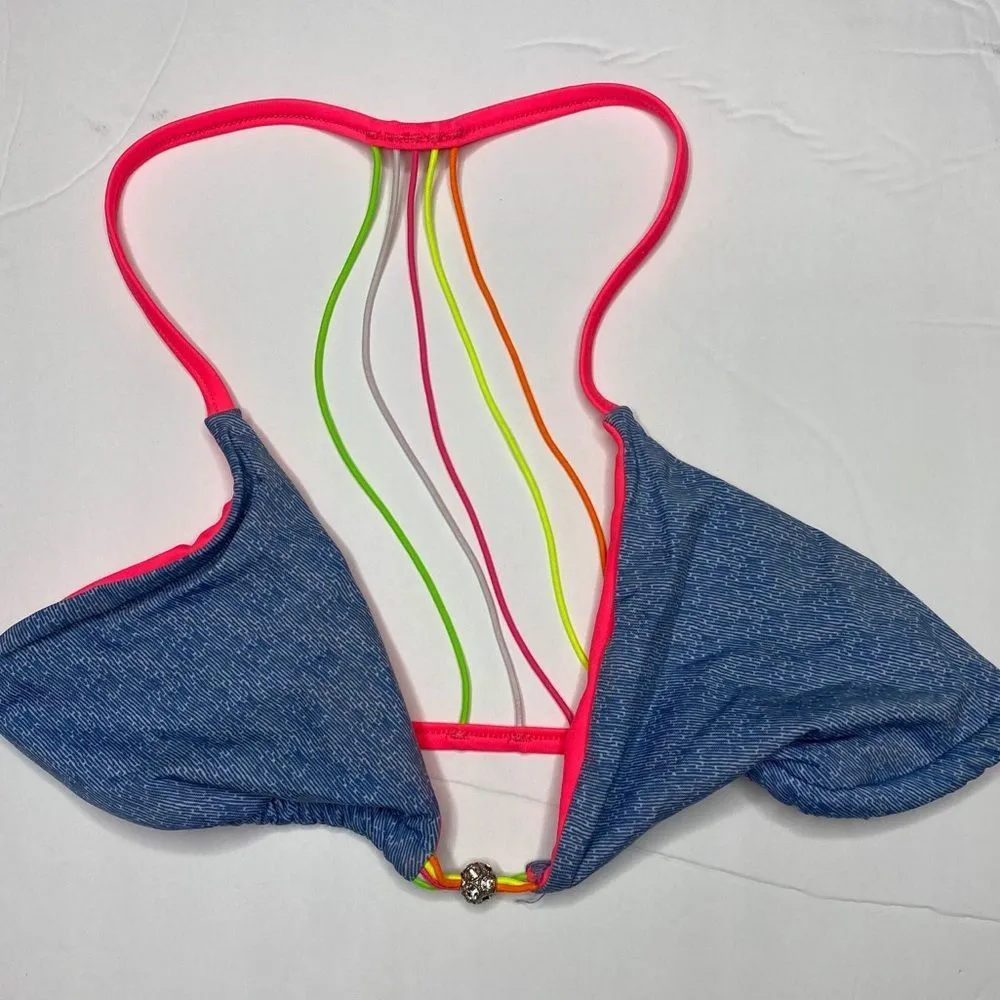 Beach Bunny Denim Effect Bikini Top - Image 41