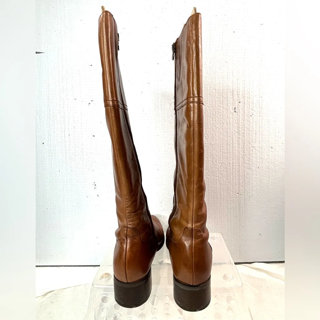 Etienne Aigner 10 Tall Tan Brown Heeled Riding Boots - Image 2