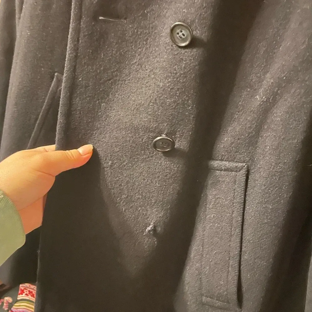 BURBERRY VINTAGE NAVY BLUE HEAVYWEIGHT WOOL COAT - Image 5