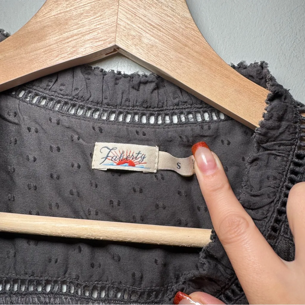 Faherty Top Womens Small Gray Sleeveless Willa Organic Cotton Ladder Trim - Image 5