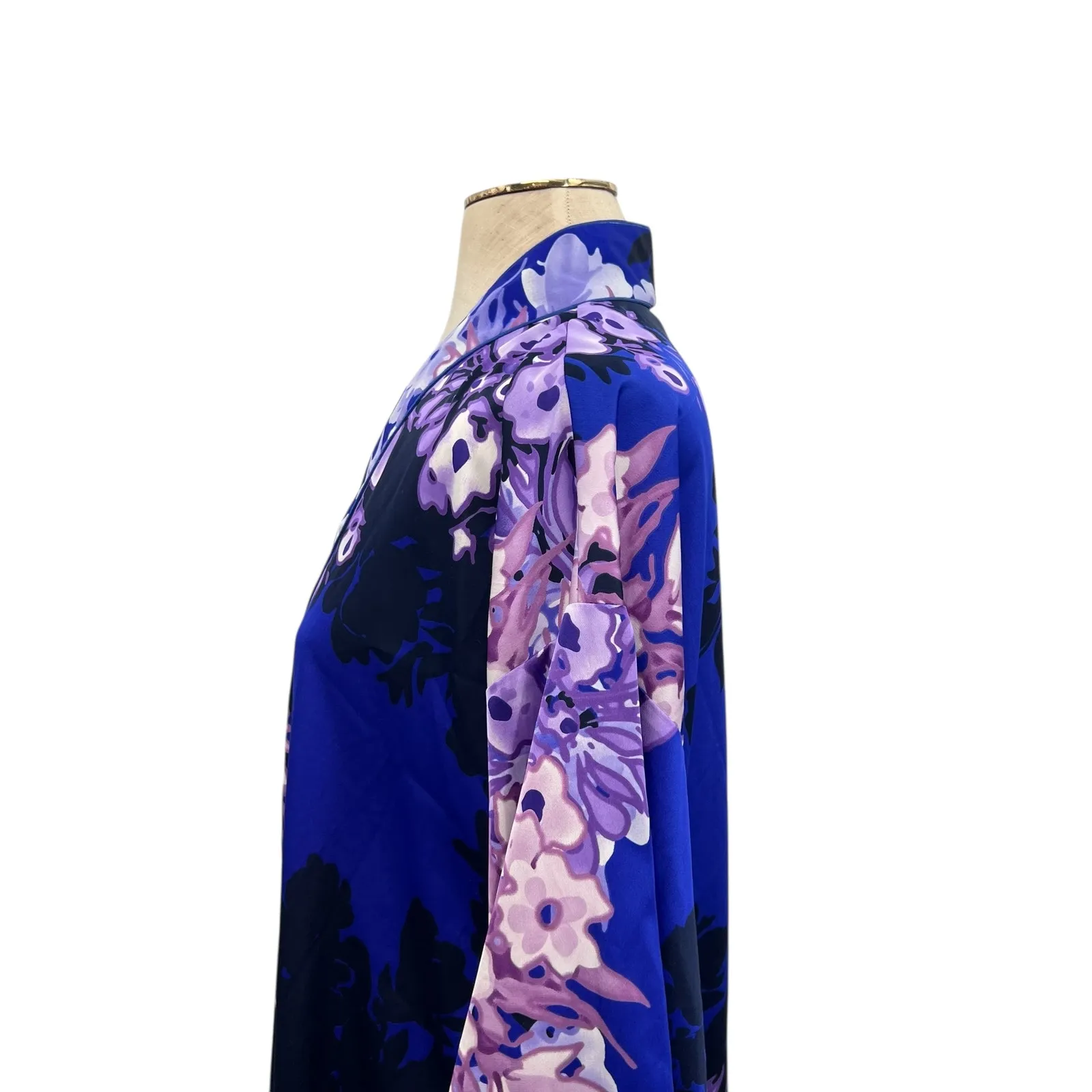 Oscar de la Renta Neiman Marcus Maxi Kimono Kaftan Dress Floral Blue Purple XL - Image 8