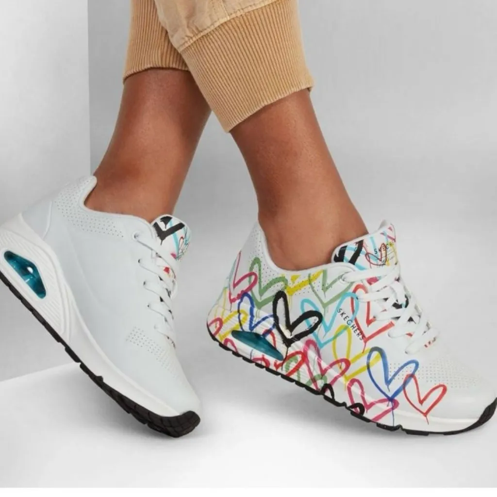 Sketchers x JGoldcrown Uno - Spread the Love Women’s Heart White Sneakers 6.5 - Image 2