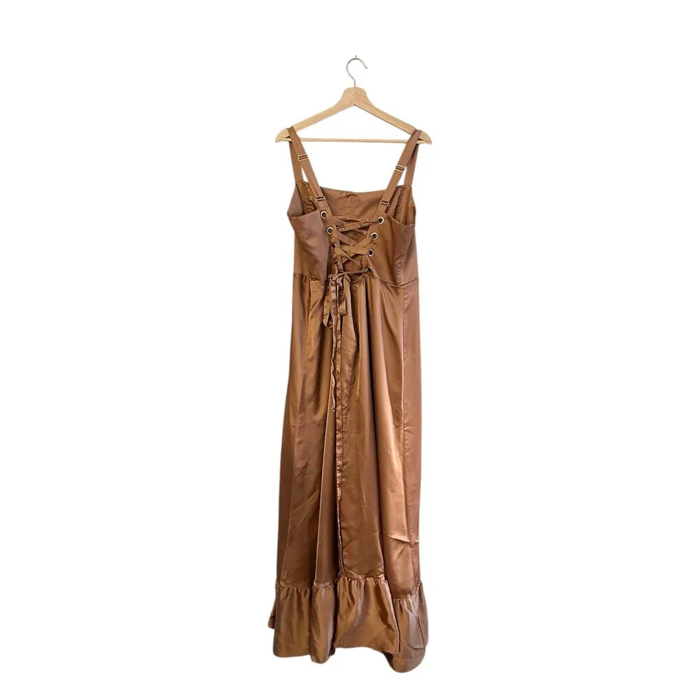 Show Me Your Mumu Clarissa Corset Dress in Copper Luxe Satin XXL - Image 4