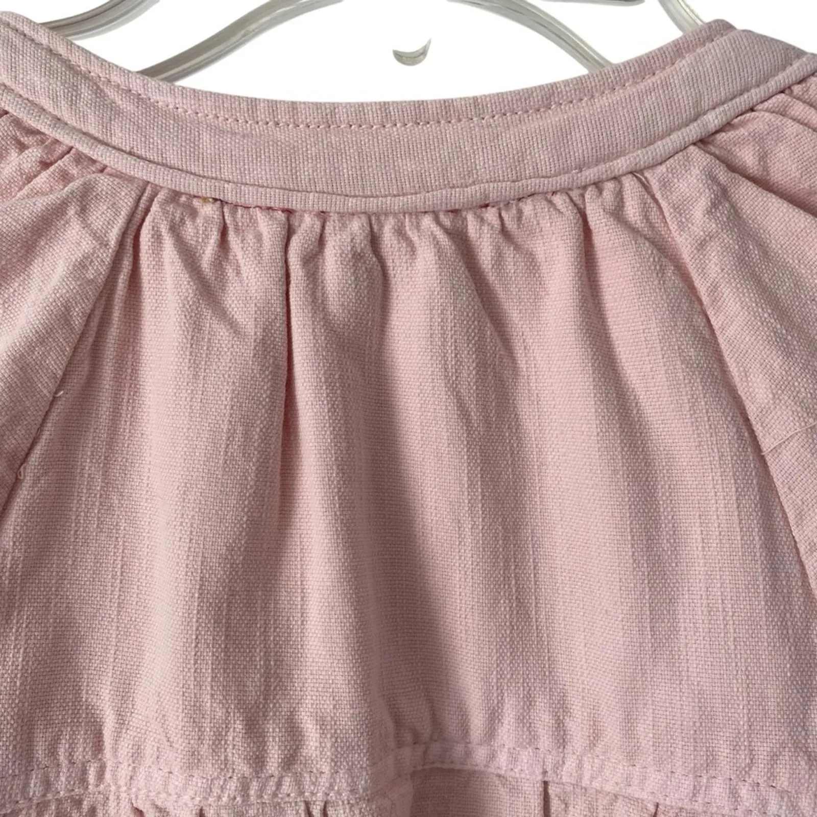 Pilcro Anthropologie Pale Pink Cotton Linen Button Down Puff Sleeve Dress XXS - Image 8