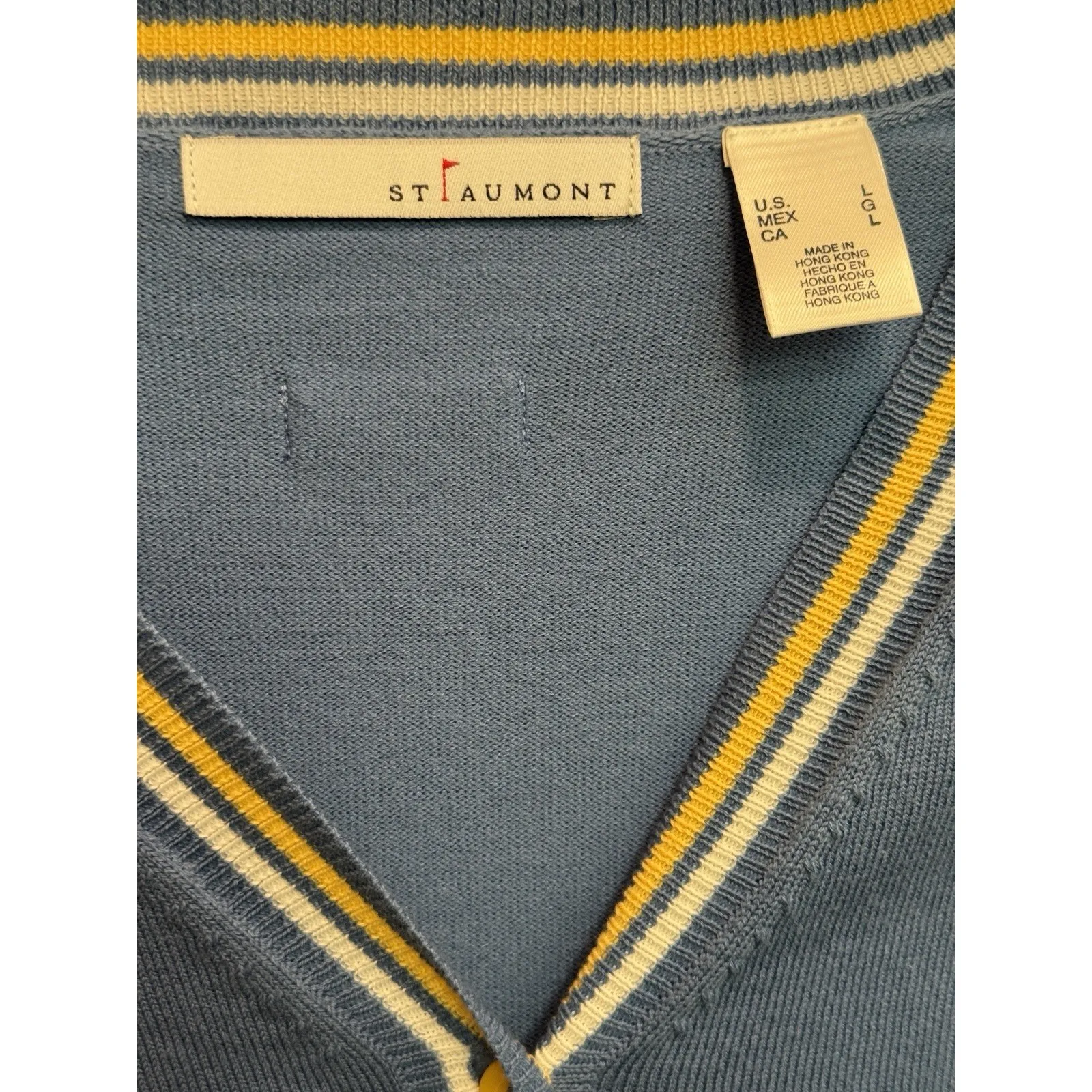 St. Aumont Golf Cardigan Women's Large Light Blue Long Sleeve V - Image 3