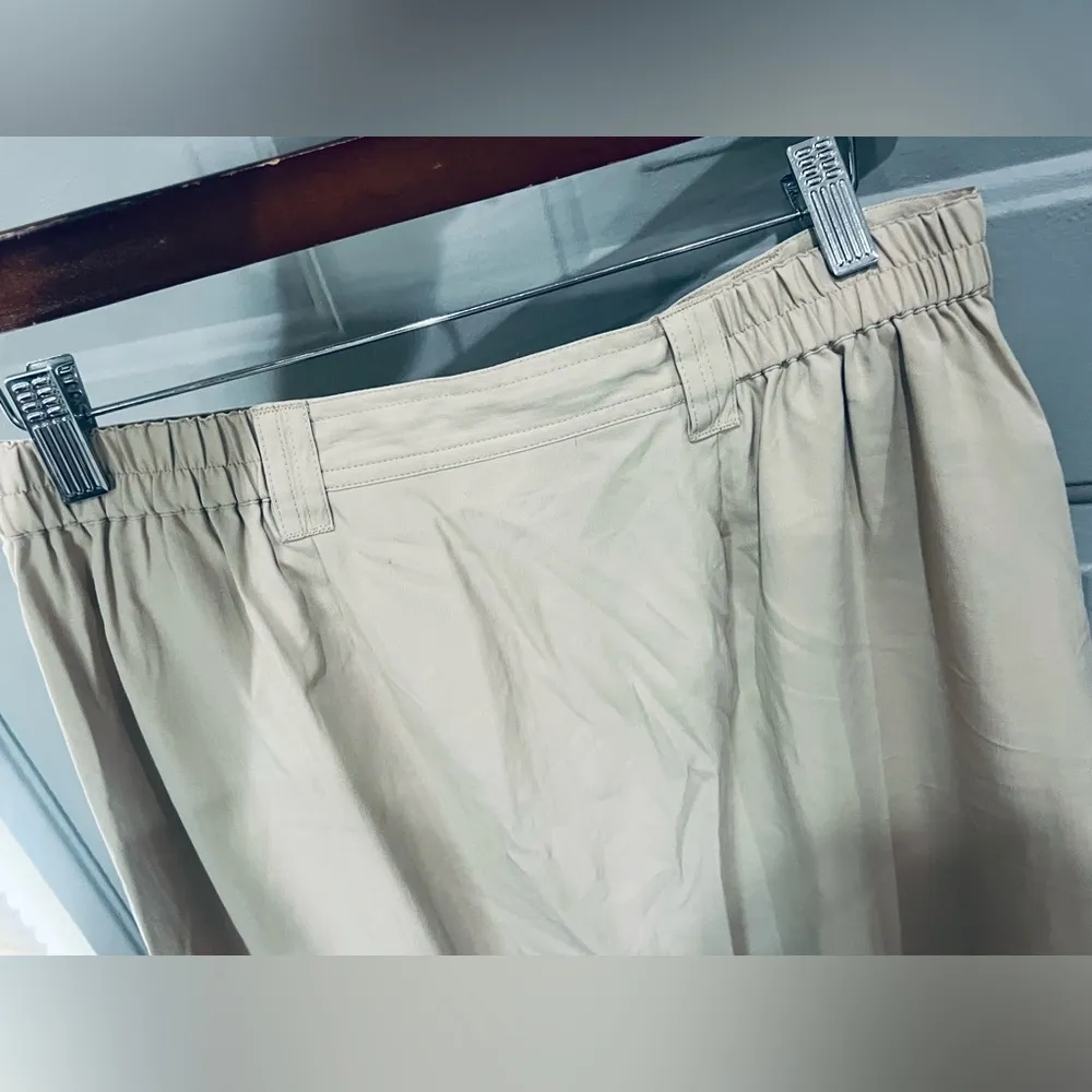 TravelSmith Vintage Skirt Womens 14p Petite Button Down Maxi Midi light brown - Image 4