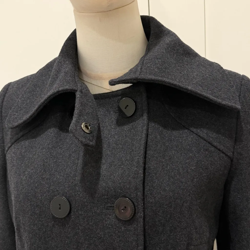 NWT Barney’s New York Co Op Wool Pea Coat Small Gray Double Breasted Preppy Chic - Image 5