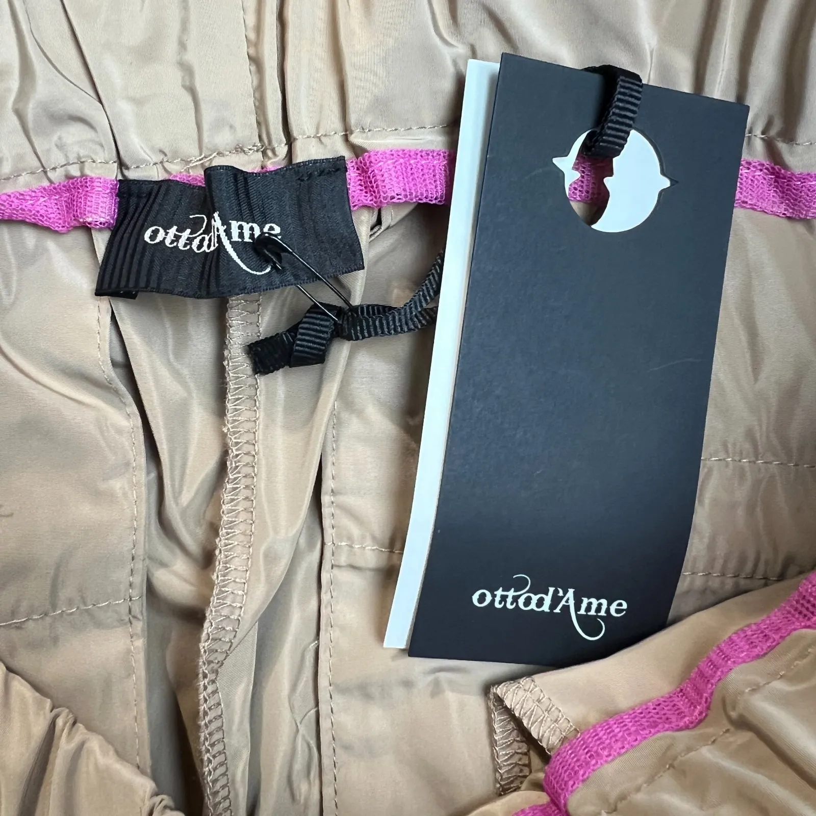 Ottod`Ame 36 IT Pants Womens XXS Tan Tapered Leg Pull On Sheen Ankle Crop Pocket Brown - Image 16