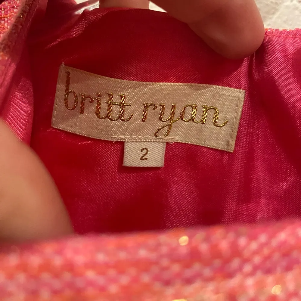 Britt Ryan Sleeveless Tweed Pocket Bow Front Pink Dress Size 2 EUC - Image 3