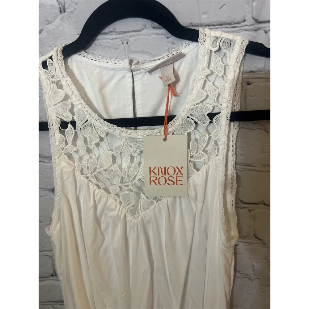 Knox Rose Sleeveless White Lace Front Dress Women's XS NEW - Image 5