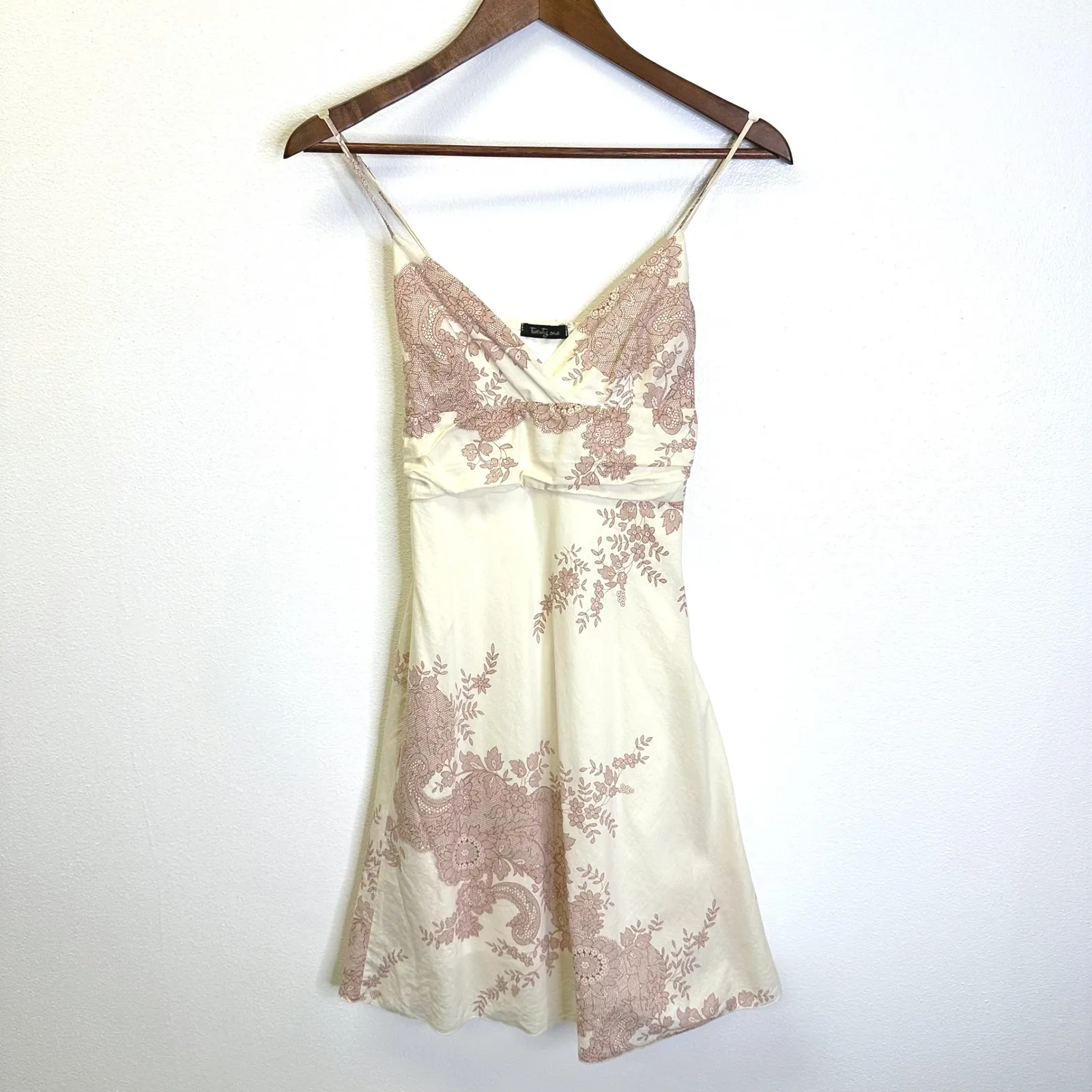 Vintage‎ Forever 21 Cotton Sun Dress Lace Print Cream Size S - Image 2
