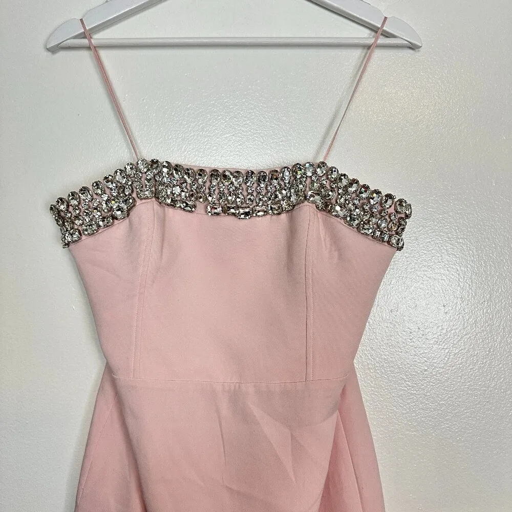 ML MONIQUE LHUILLIER Milana Strapless Midi Cocktail Dress in Pearl Pink US 8 - Image 5