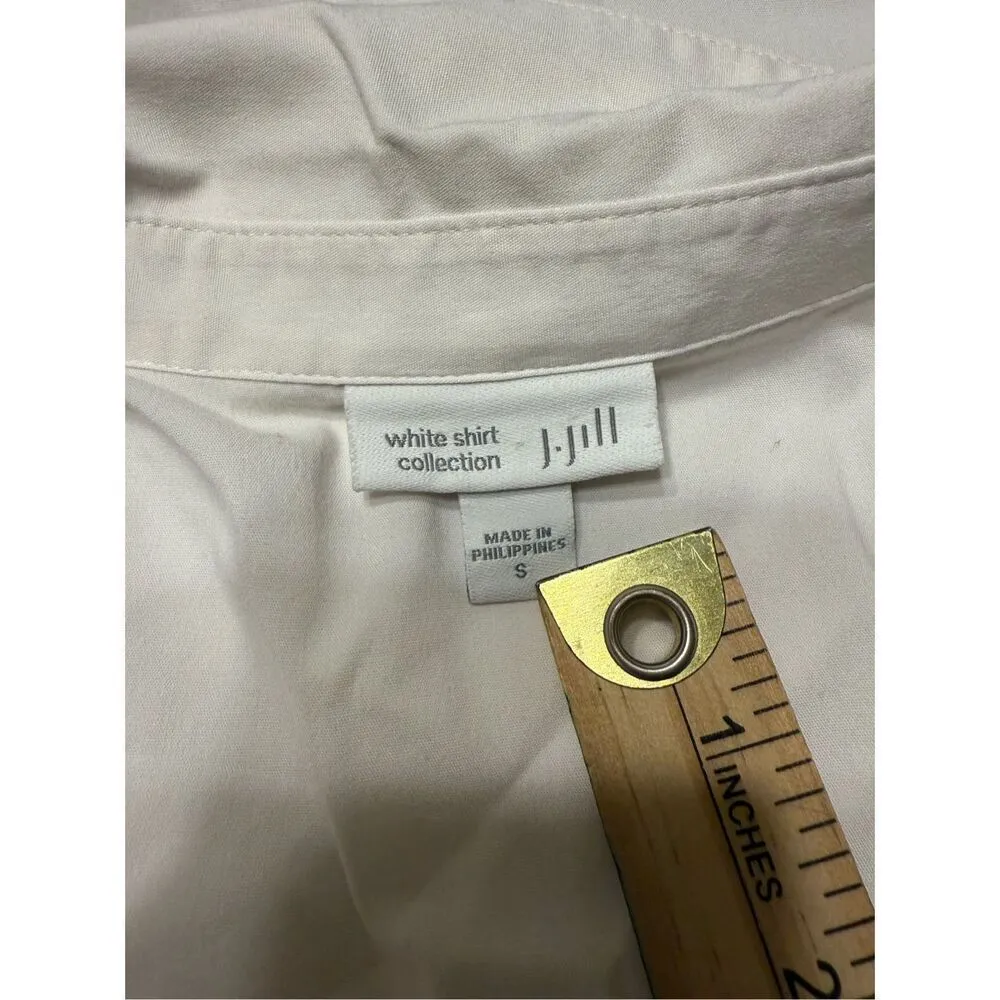 J. Jill White Shirt Collection Womens Small Quarter Button Up Tunic Top Career White - Image 5
