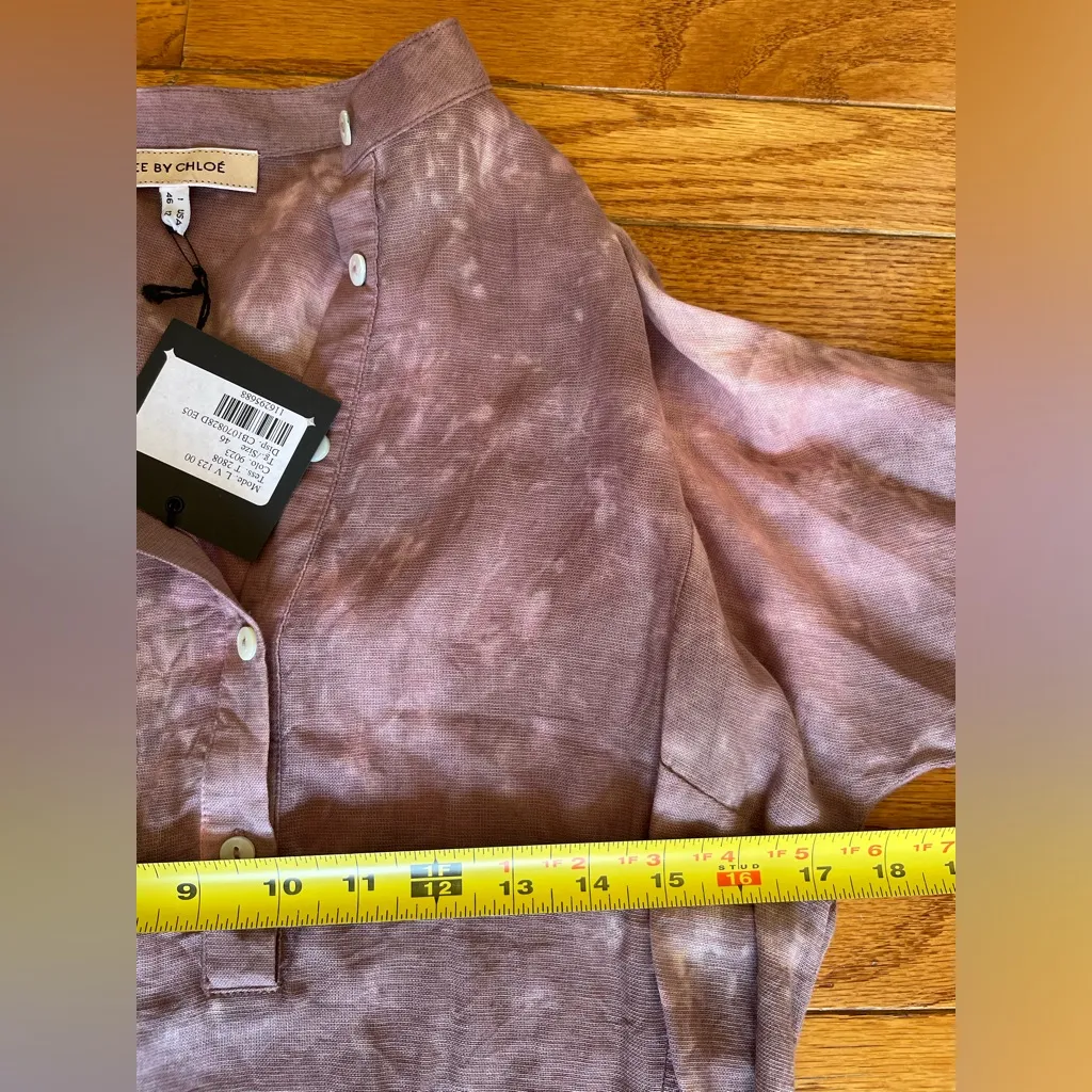 See By Chloe Linen Henley Dress Hand Dyed Size 12 Lagenlook Boho linen cotton - Image 6