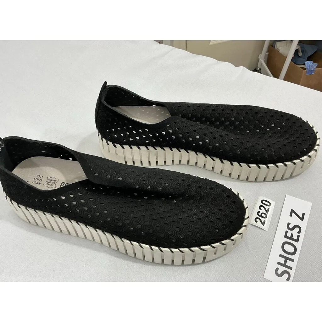 Womans Project Cloud Memory Foam Size 11 Perforated Slip On Platform Sneakers Black - Image 2