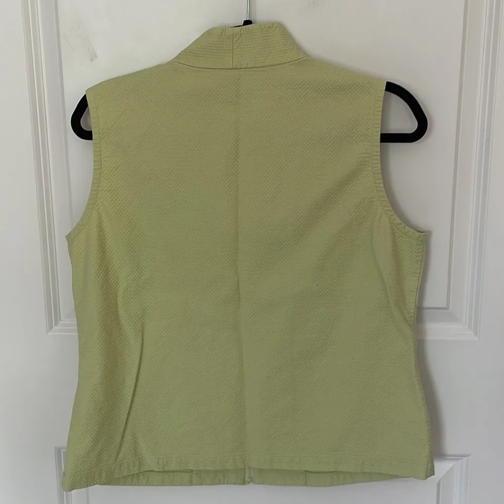 Eileen Fisher Textured Willow Green Vest Medium - Image 2