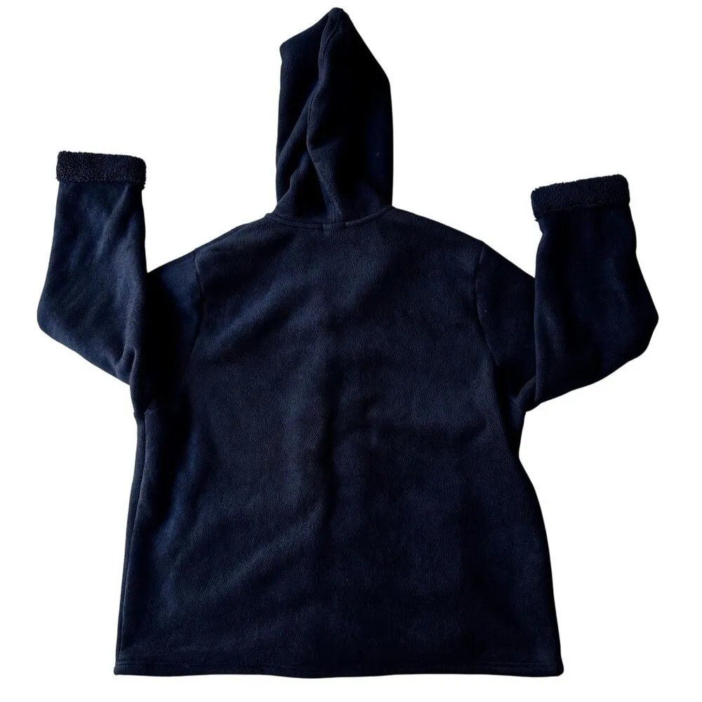 Cuddl Duds Black Hoodie Ladies 2XL Coat Sherpa Coatigan Fleece Lining Sn… - Image 8