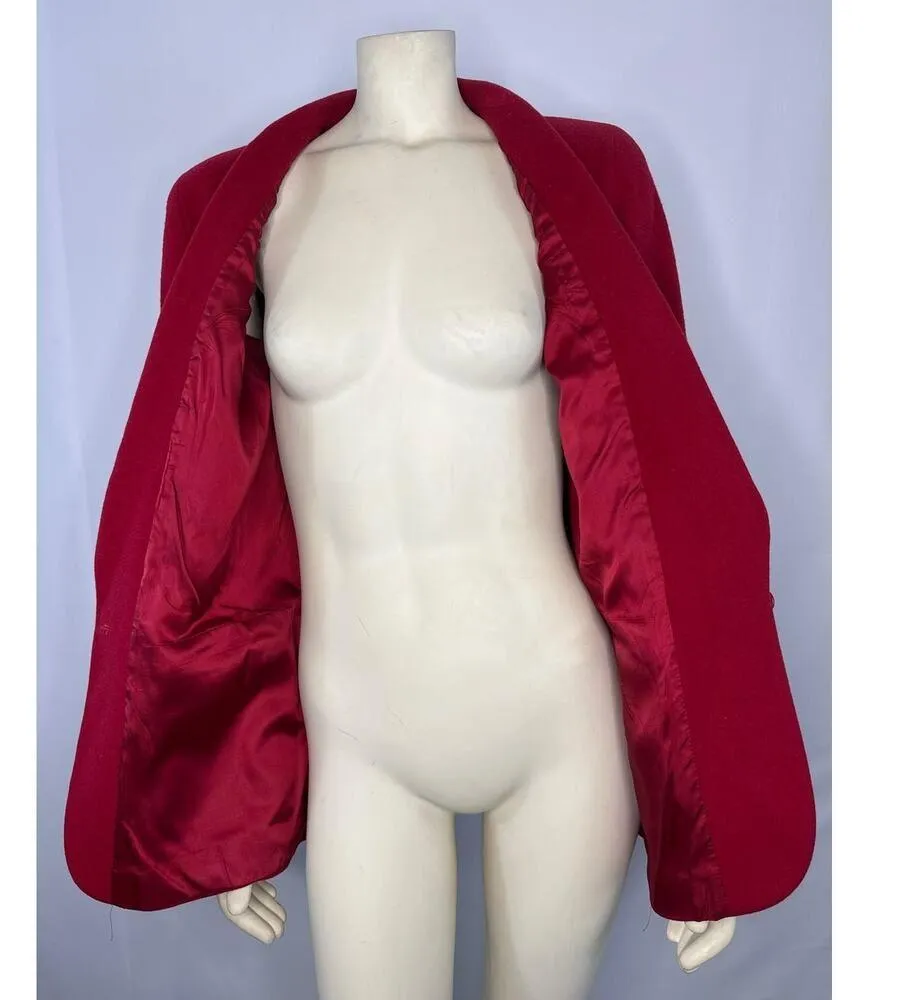 VTG L.L. Bean Blazer Red Wool/ cashmere USA Made One Button Boxy Academia size 6 - Image 10