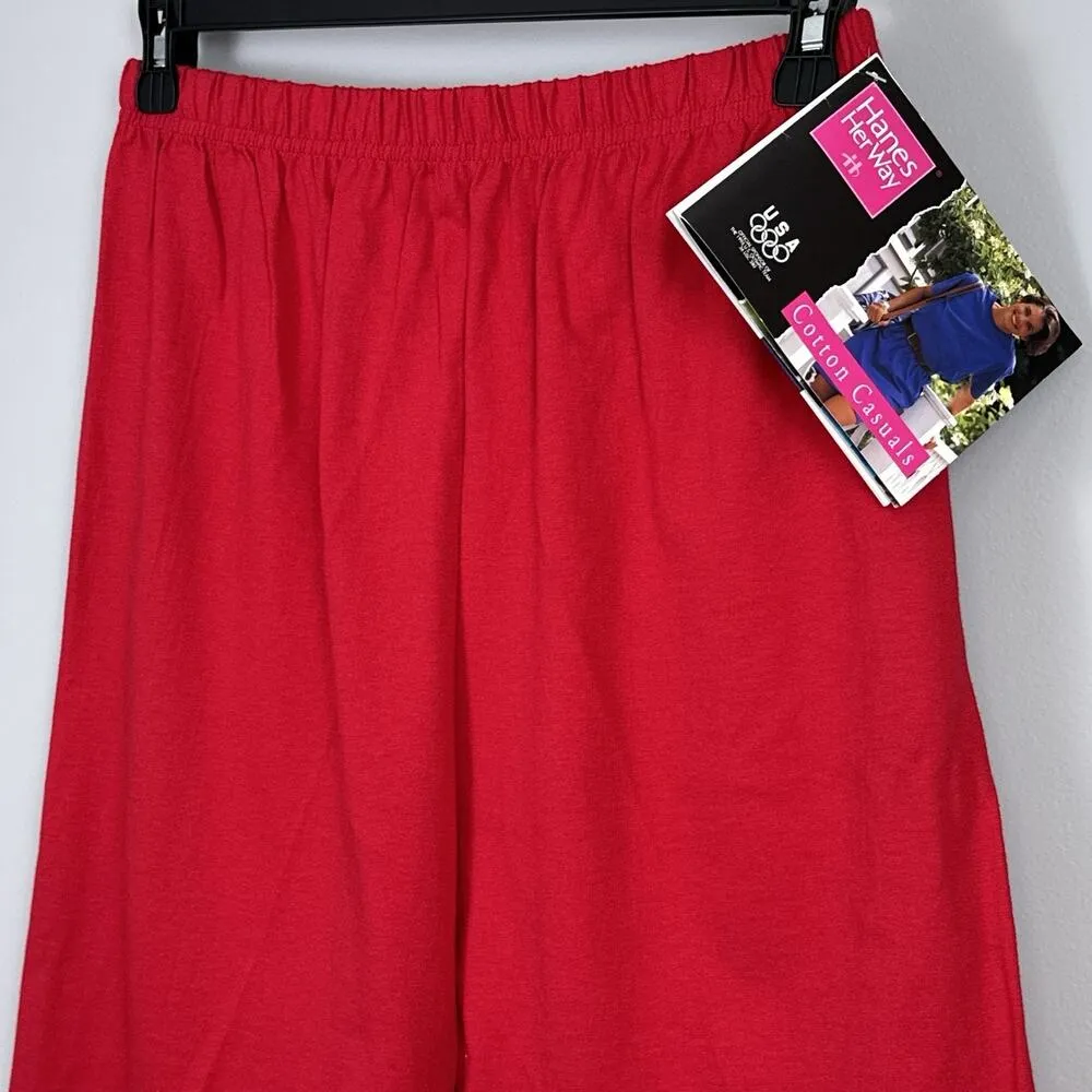 Vintage Fruit Of The Loom Shorts Cotton Casuals High Waist Large Red New NOS - Image 2