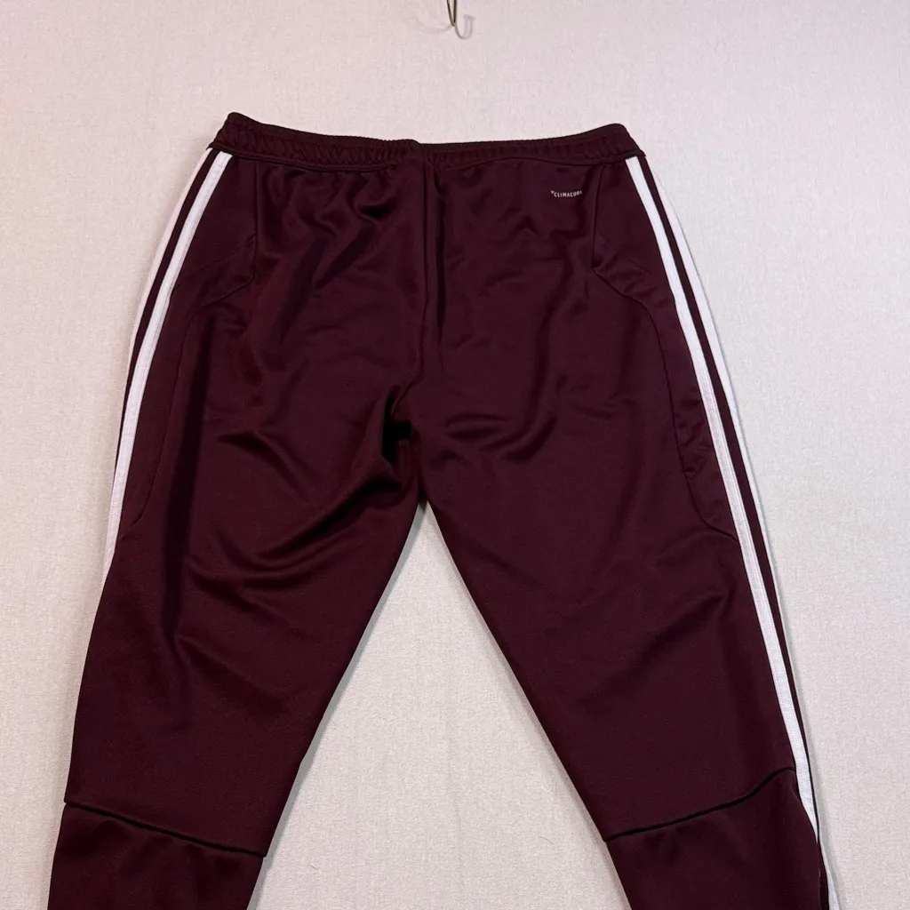 adidas Maroon Track Pants with White Stripes - Image 6