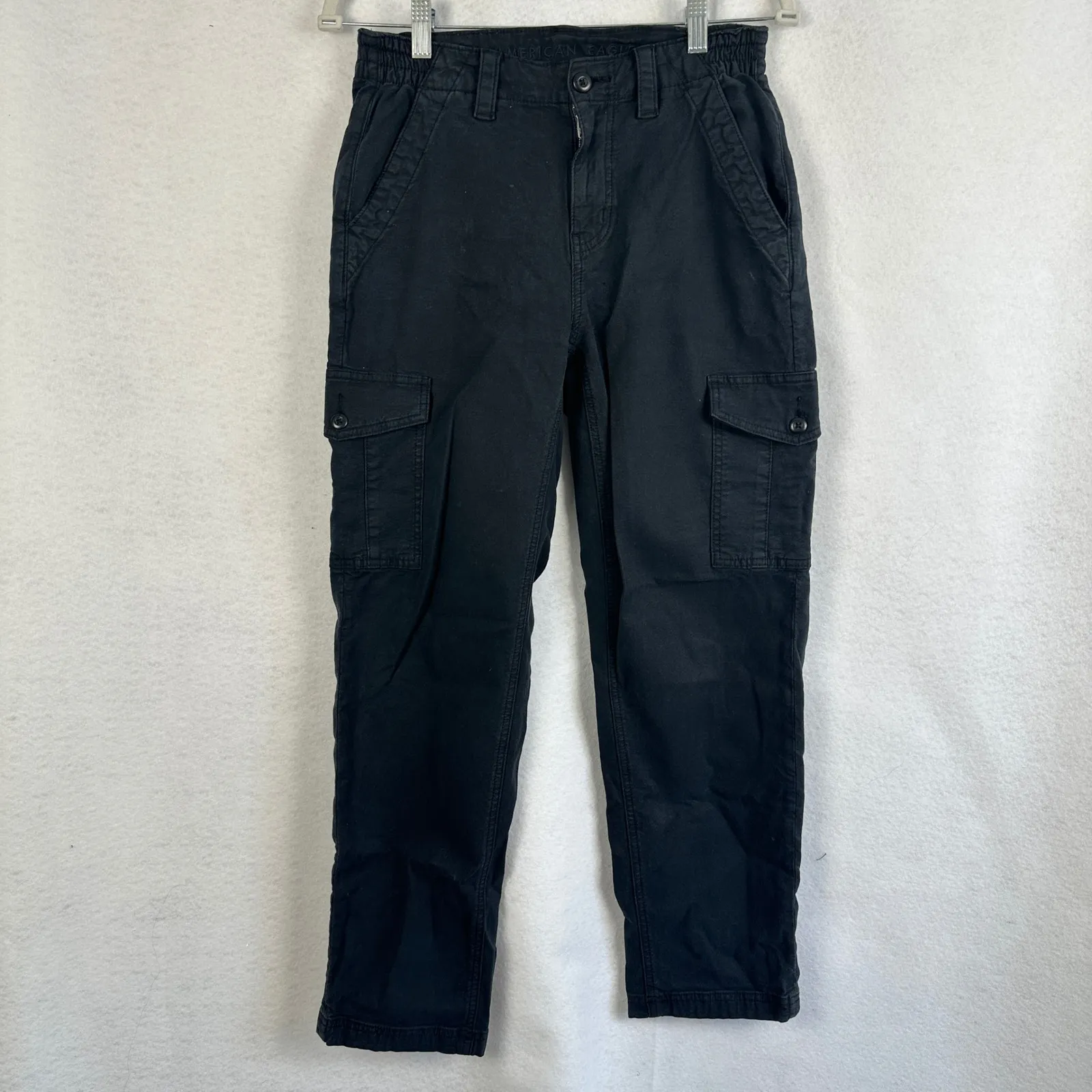 American Eagle Black Cargo Pants Stretch‎ Waist Zip Fly Womens 4 Sporty Utility - Image 2