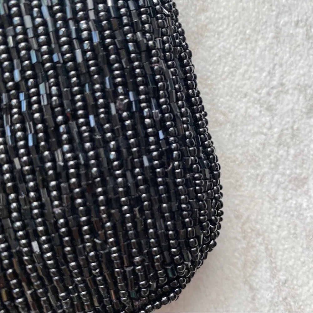 Vintage Beaded Purse With Shoulder Strap Black - Image 16