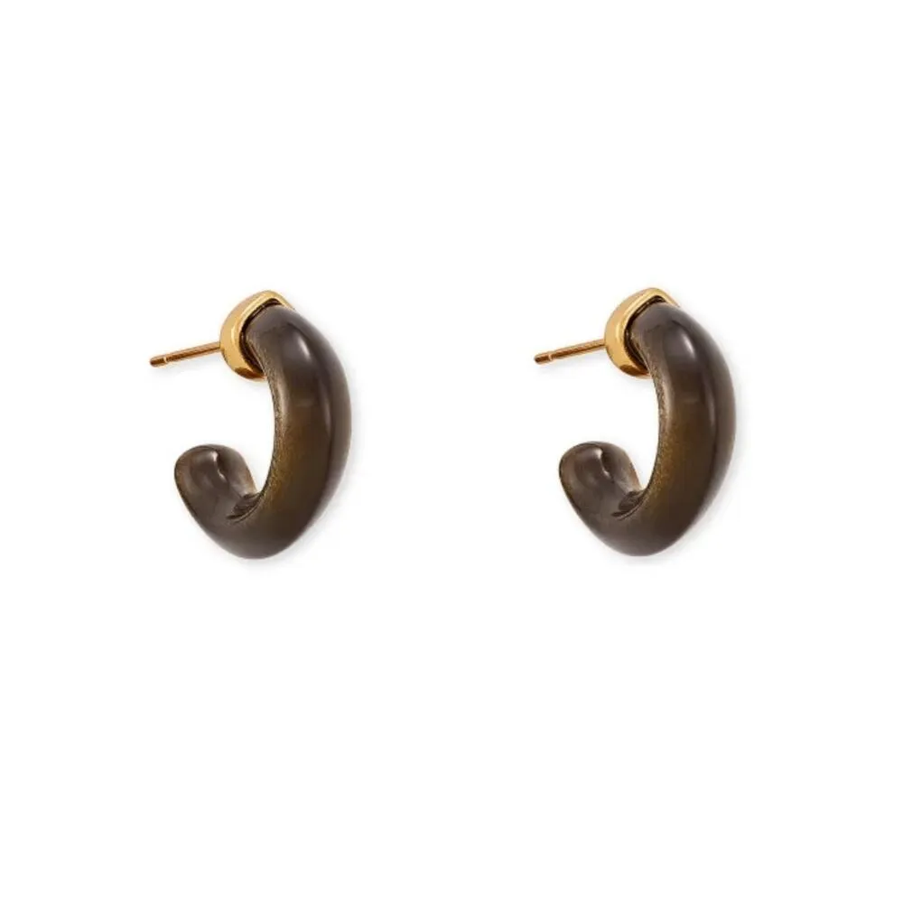 NWT! Kendra Scott Mikki Huggie Earrings in Vintage Golden Obsidian - Image 2