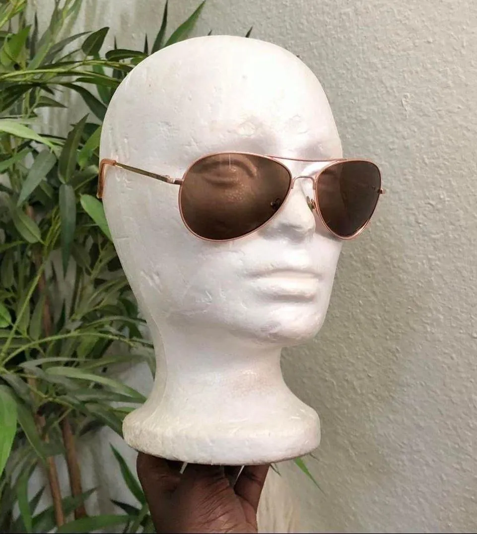 Fossil Kellan Rose Gold Brown Aviator Sunglasses MS48 706 59.16-130 - Image 3