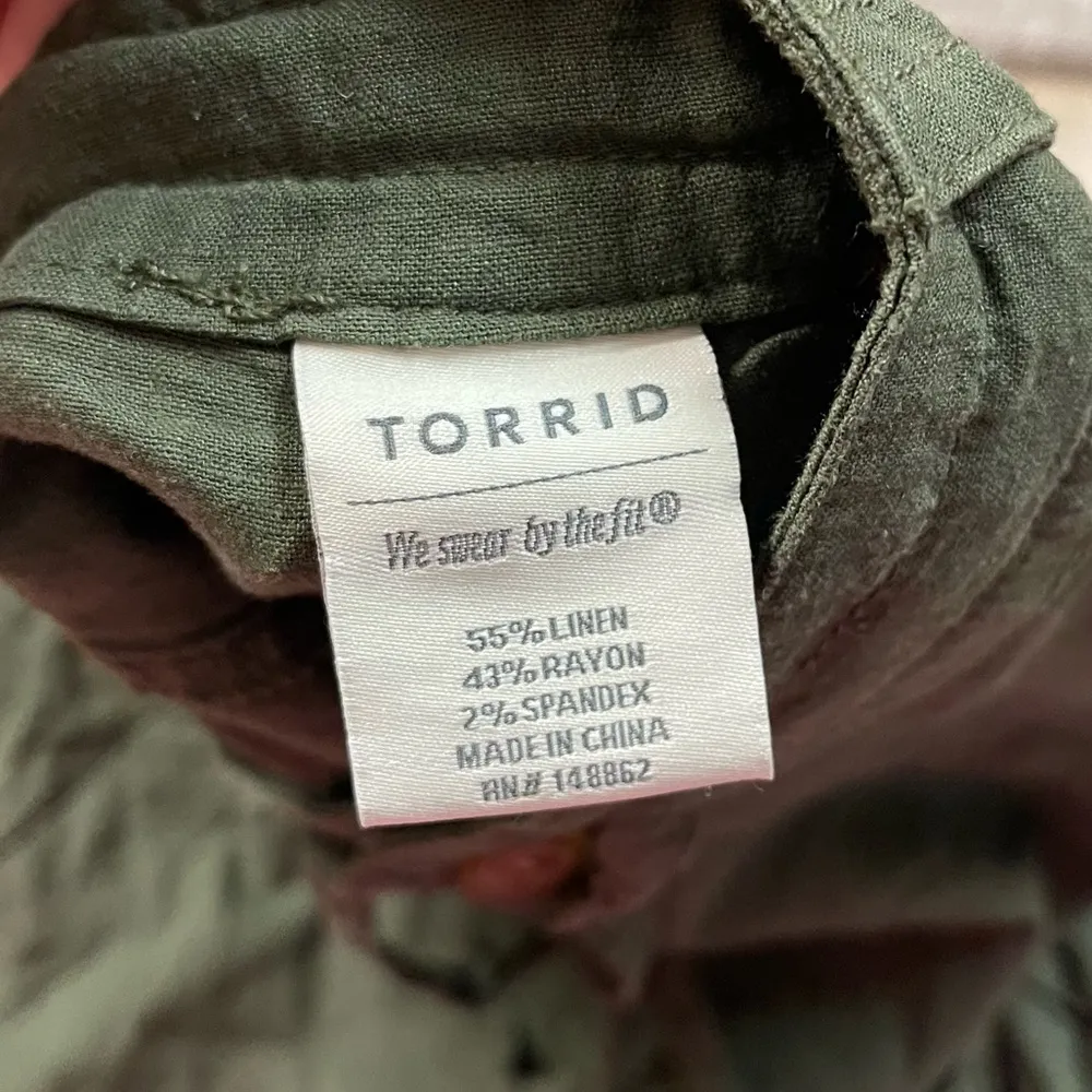 NWT Torrid Linen Blend Drawstring Olive Green Lightweight Pull On Shorts Size 24 - Image 7