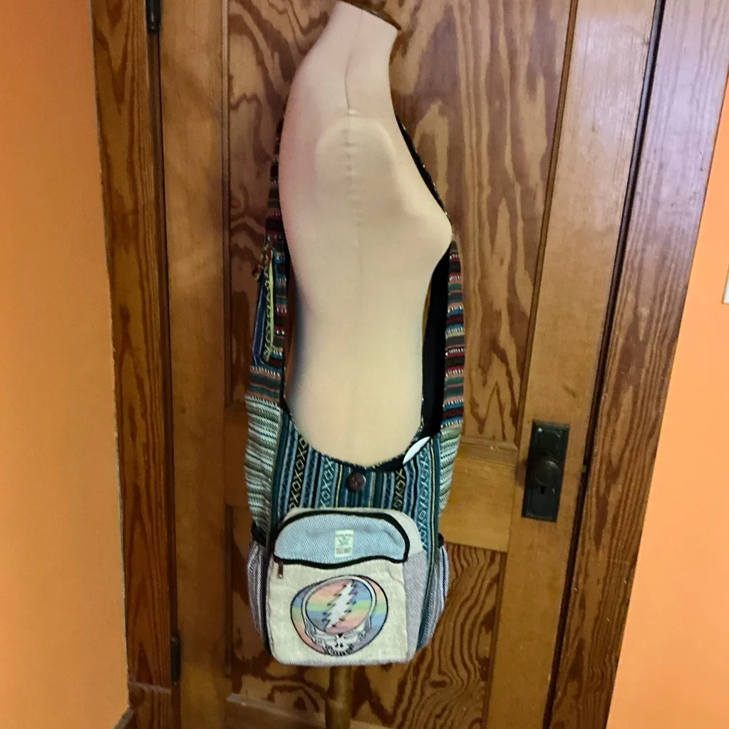 NWT Grateful Dead Hemp Pocket Crossbody Bag Rainbow Steal Your Face - Image 11