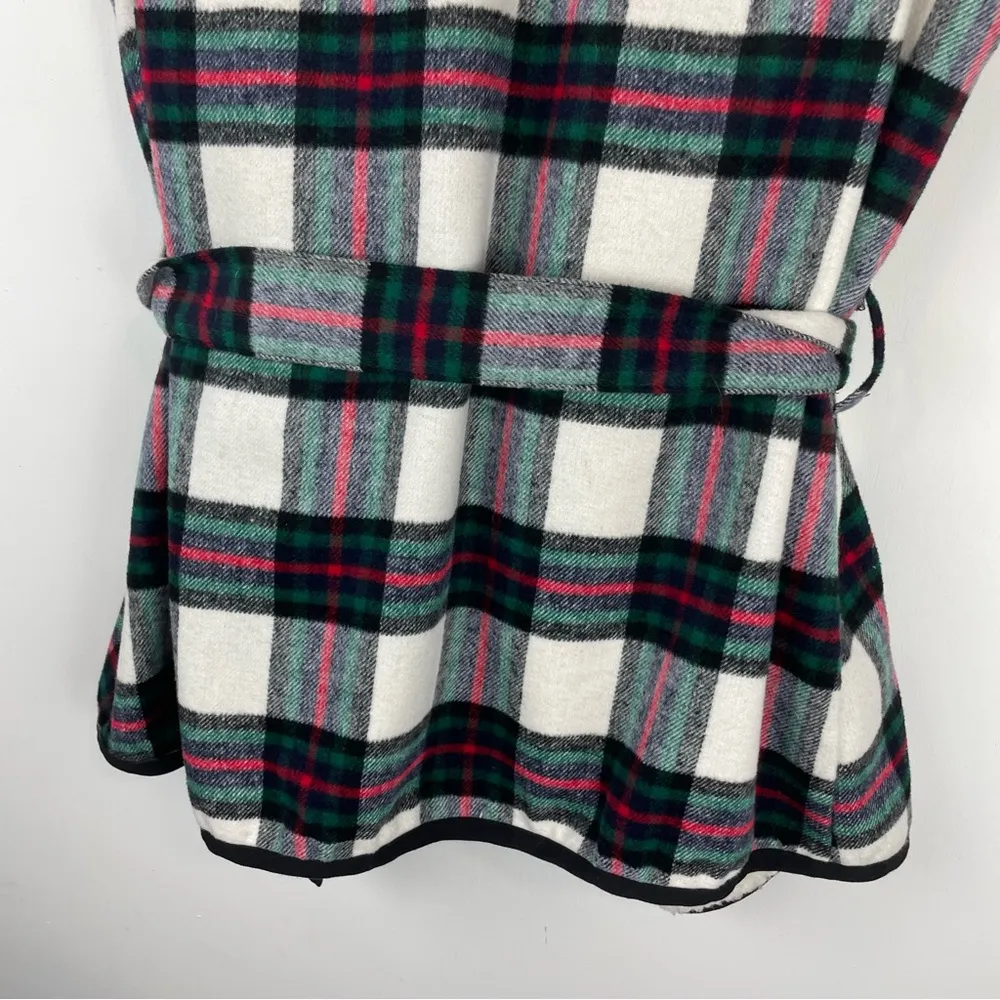 Christopher & Banks Sz XL Petite Tartan Plaid Sherpa Wrap Tie Vest - Image 10