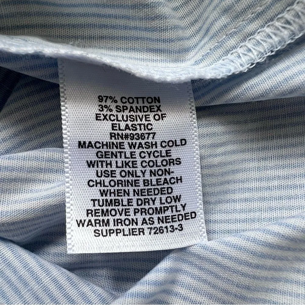 Belle + Sky Blue Off the Shoulder Peplum Top NWT Delight Blue Strip Size Small - Image 10