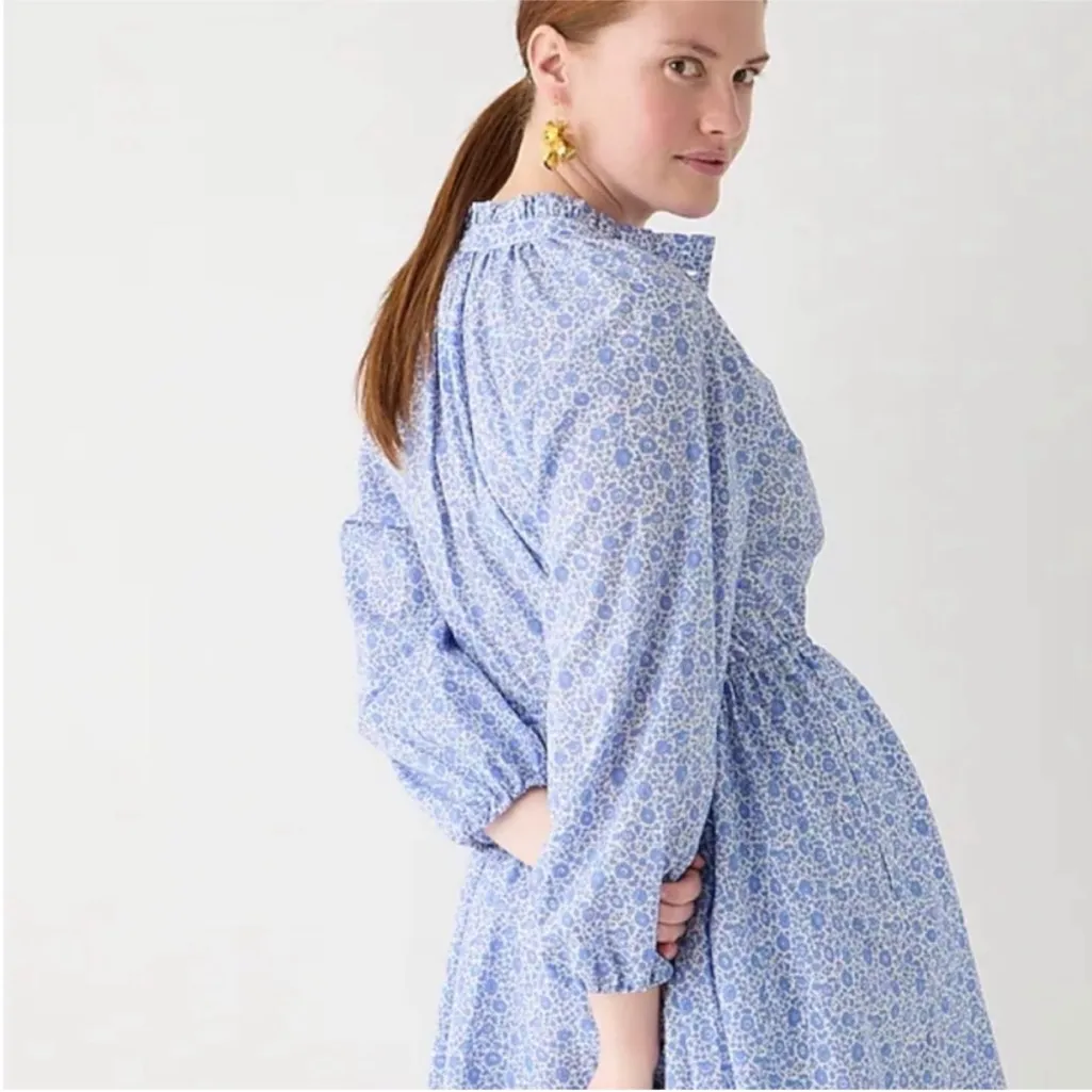 J. Crew X Liberty Ruffle-collar mini dress in Liberty D'Anjo Coast Size Medium - Image 3