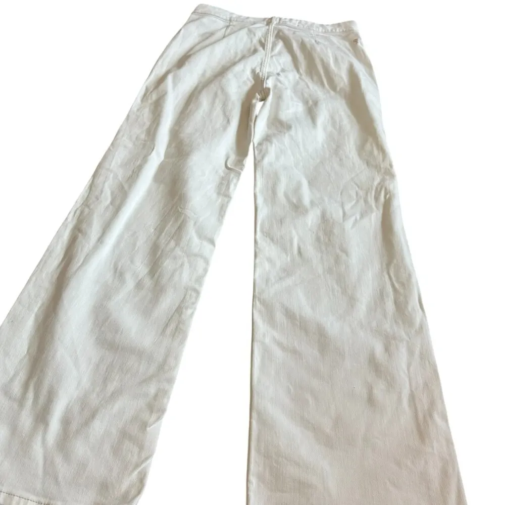 Pilcro Anthropologie Wide Leg Off-White Pants Casual High Rise Size 30 Women's - Image 10
