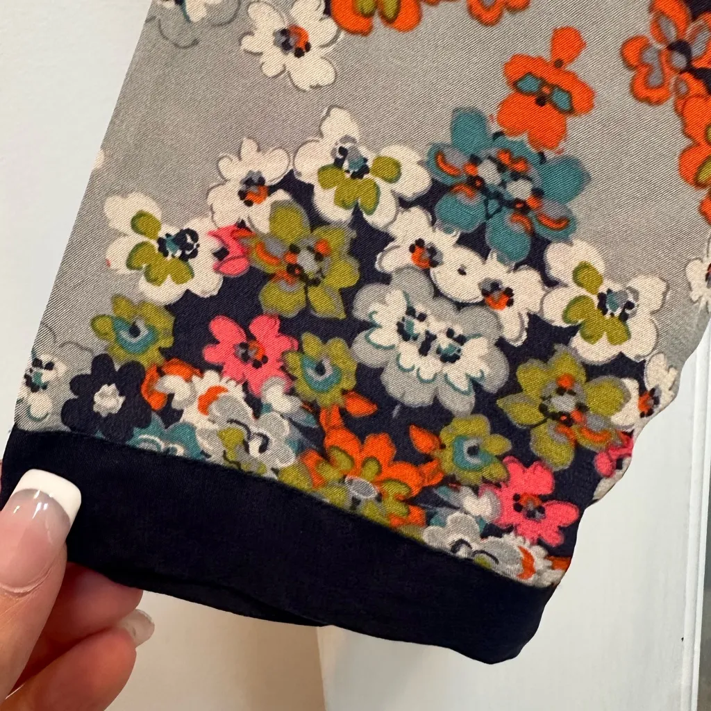 J. Crew Misty Fog Floral Garden 100% Silk Shift Midi Dress Size 2 XS Preppy Chic - Image 8