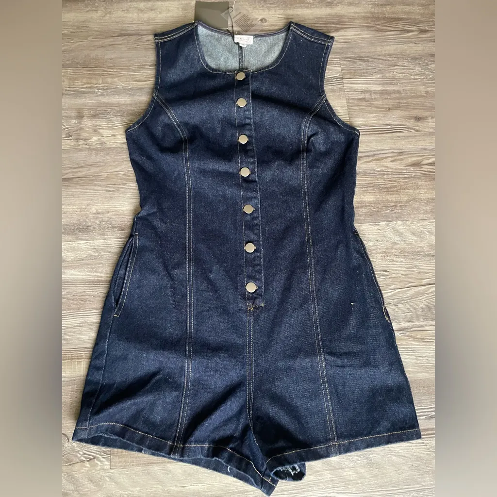 Le lis  Dark Blue Denim Romper - Image 3