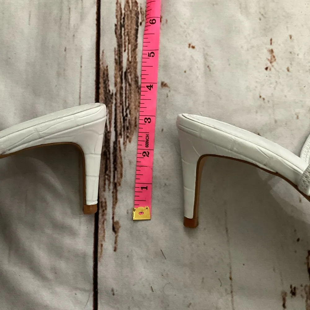 ZARA ALLIGATOR EMBOSSED WHITE STRAPPY HEELED SANDALS - Image 7