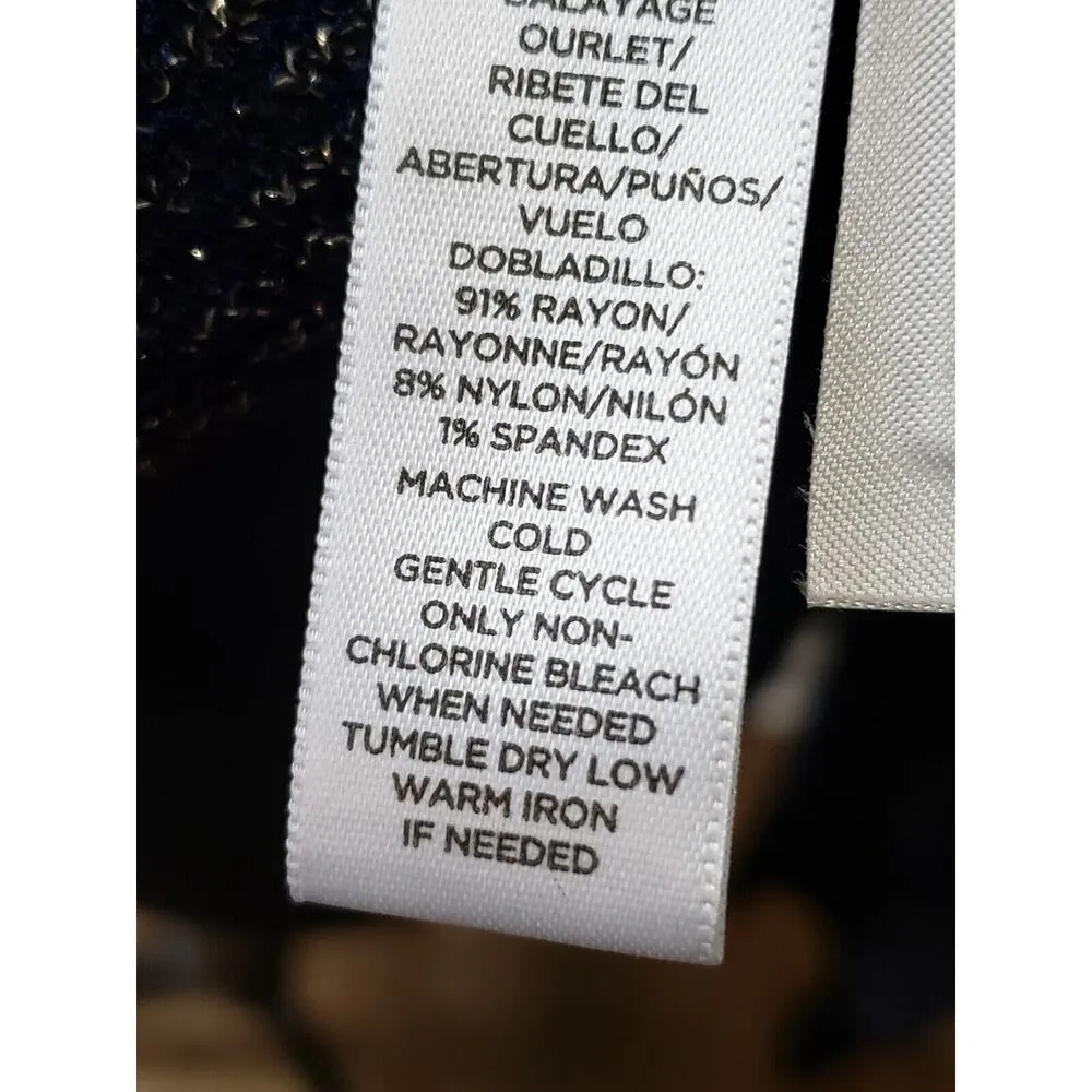 Loft Women's Blue & Black Cotton Long Sleeve Metallic Sparkle Cardigan Sweater S - Image 9